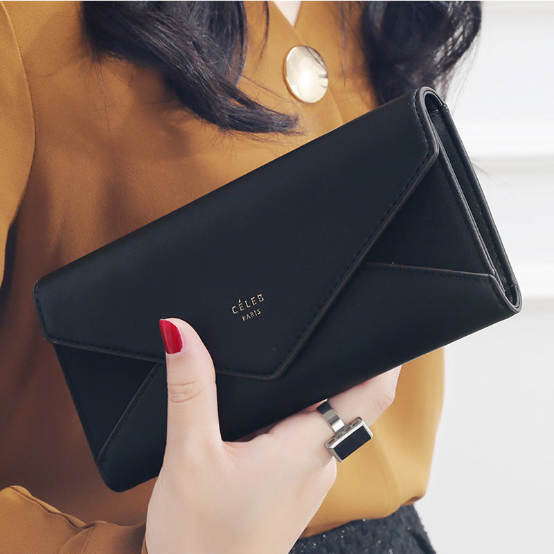 Carteira Envelope Designer Feminina – Longa com Bolso para Moeda e Cartões