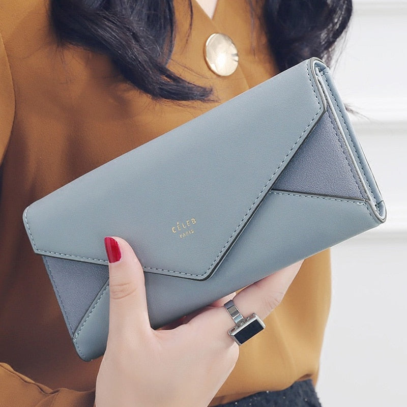 Carteira Envelope Designer Feminina – Longa com Bolso para Moeda e Cartões