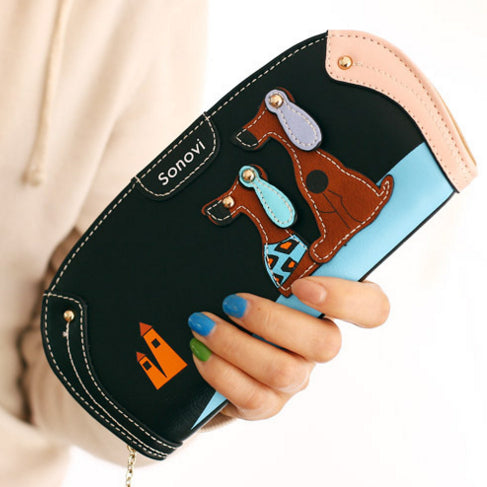 Carteira Feminina com Cão Tubarão – Design Divertido e Fecho com Zíper