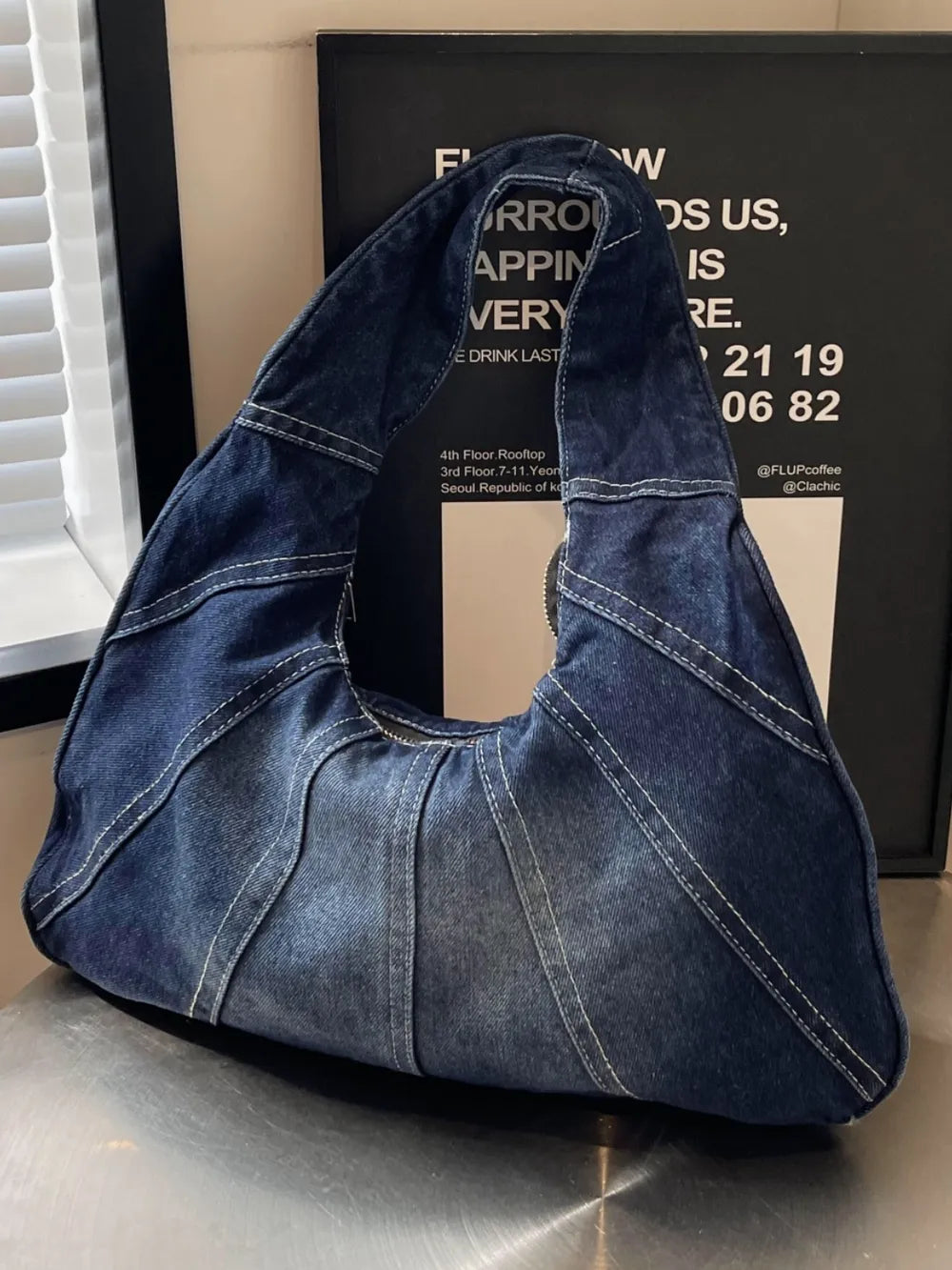 Bolsa de Ombro de Tecido com Borda Crua - Bolsa Artesanal e Sustentável