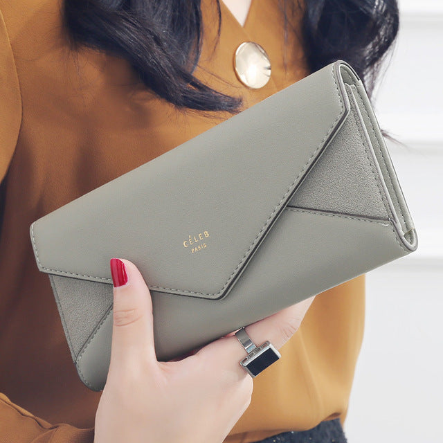 Carteira Envelope Designer Feminina – Longa com Bolso para Moeda e Cartões