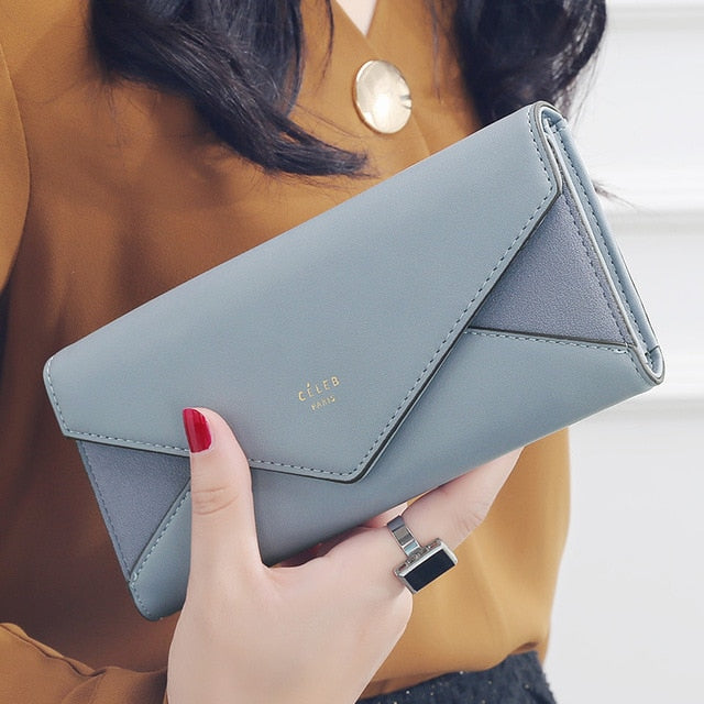Carteira Envelope Designer Feminina – Longa com Bolso para Moeda e Cartões