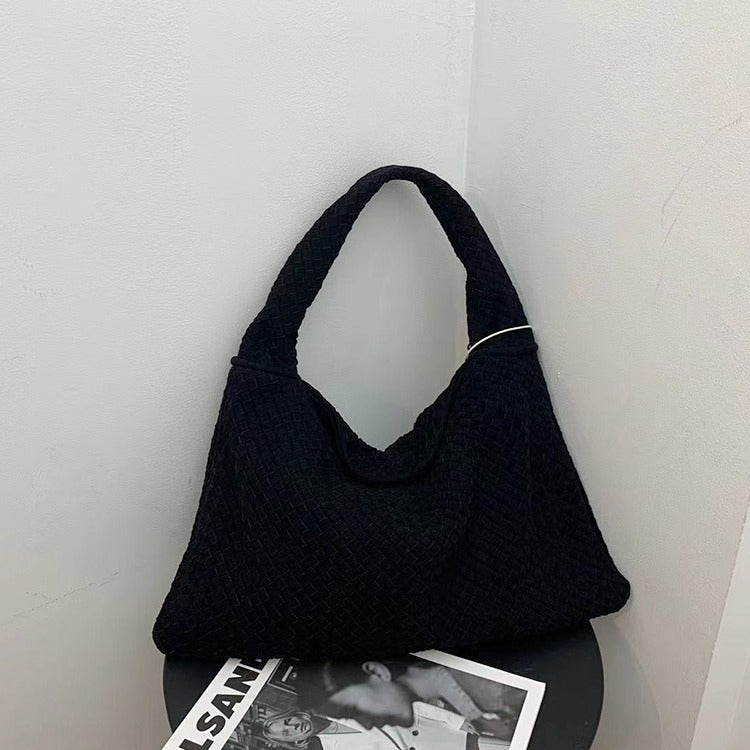 Bolsa Tote em Camurça Entrançada – Elegante, Espaçosa e Moderna