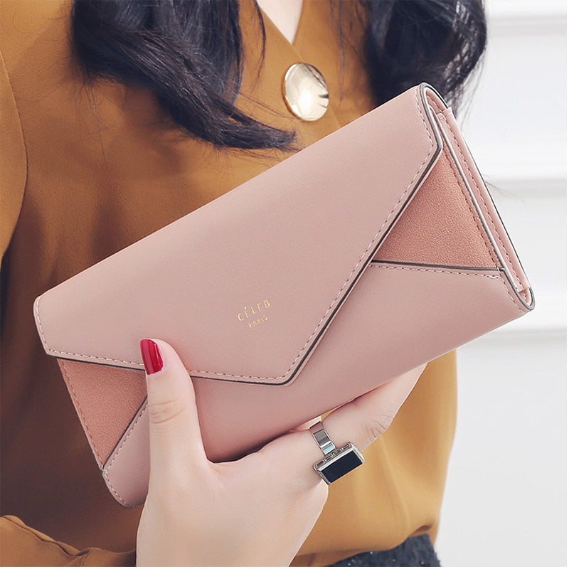 Carteira Envelope Designer Feminina – Longa com Bolso para Moeda e Cartões