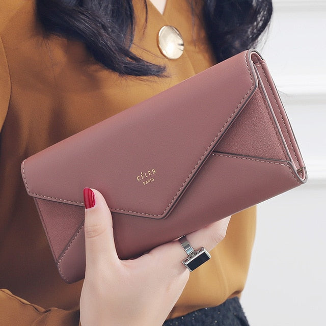 Carteira Envelope Designer Feminina – Longa com Bolso para Moeda e Cartões