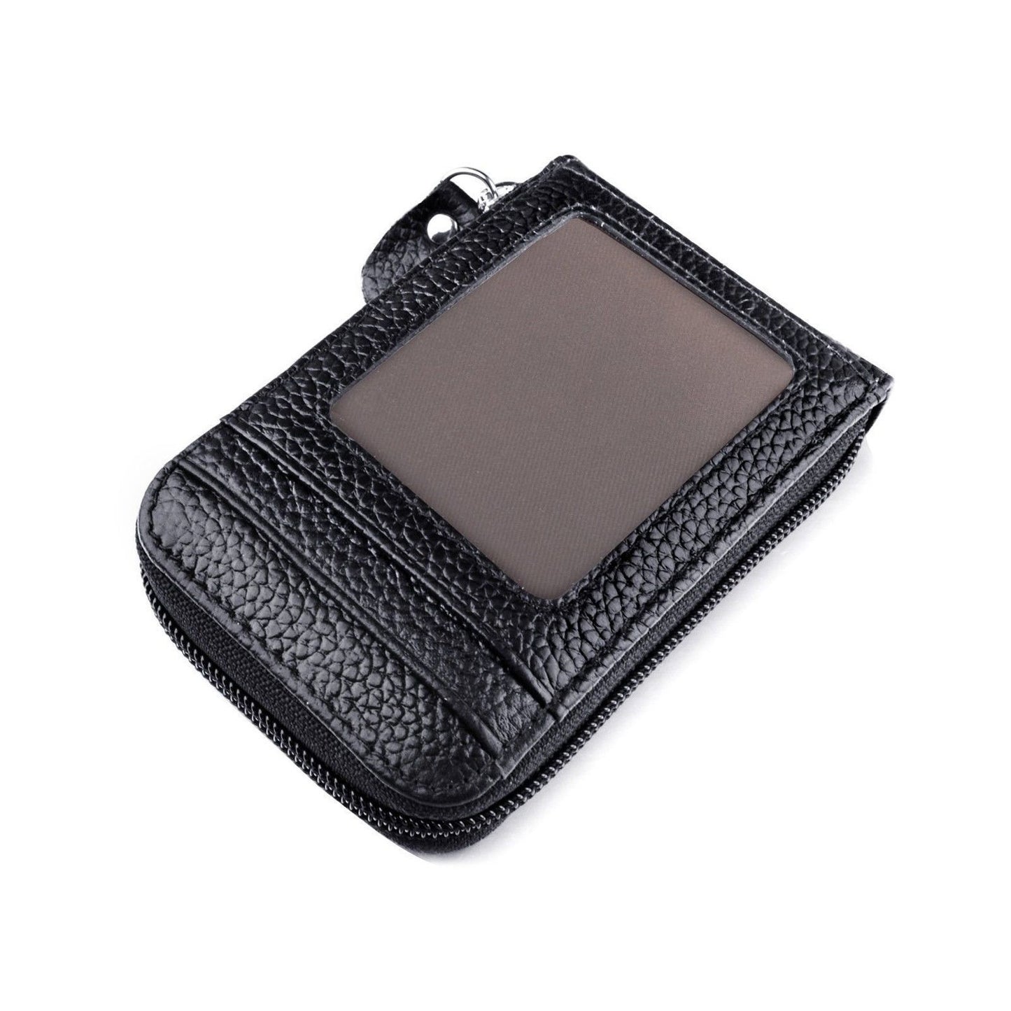 Carteira masculina em pele PU genuína – com fecho e proteção RFID