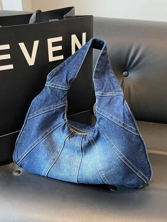 Bolsa de Ombro de Tecido com Borda Crua - Bolsa Artesanal e Sustentável