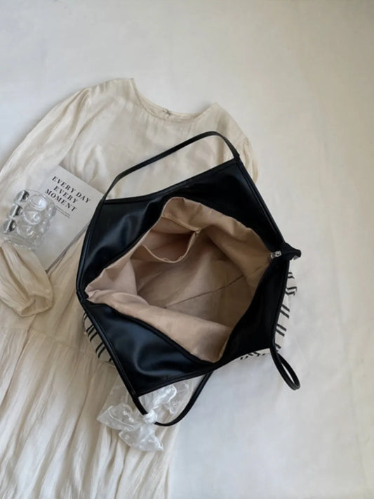 Bolsa de Lona com Riscas – Estilo Casual e Durável