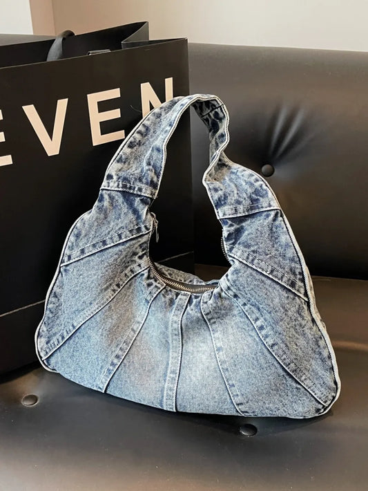 Bolsa de Ombro de Tecido com Borda Crua - Bolsa Artesanal e Sustentável